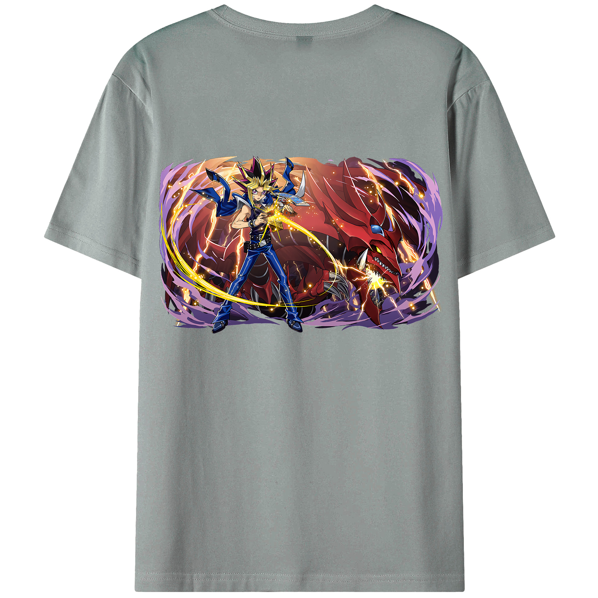 （画像用） 遊☆戯☆王 Yu-Gi-Oh! 綿100％ メンズ半袖Tシャツ（バックプリント） 通気性
